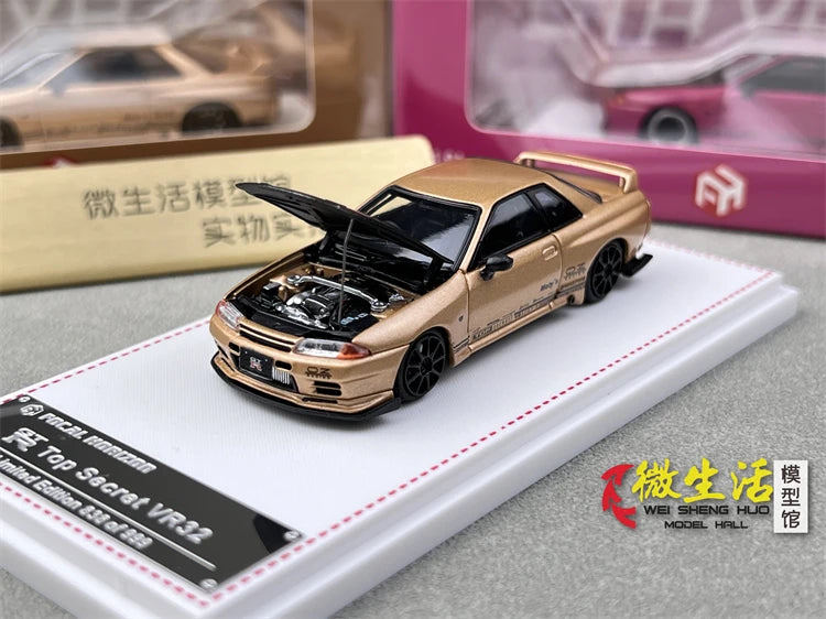 Stock 1:64 GTR R33 400R Skyline R32 R35 modèle de voiture moulée sous pression en alliage, jouet pour adolescents, à collectionner, cadeau d'anniversaire pour enfants.