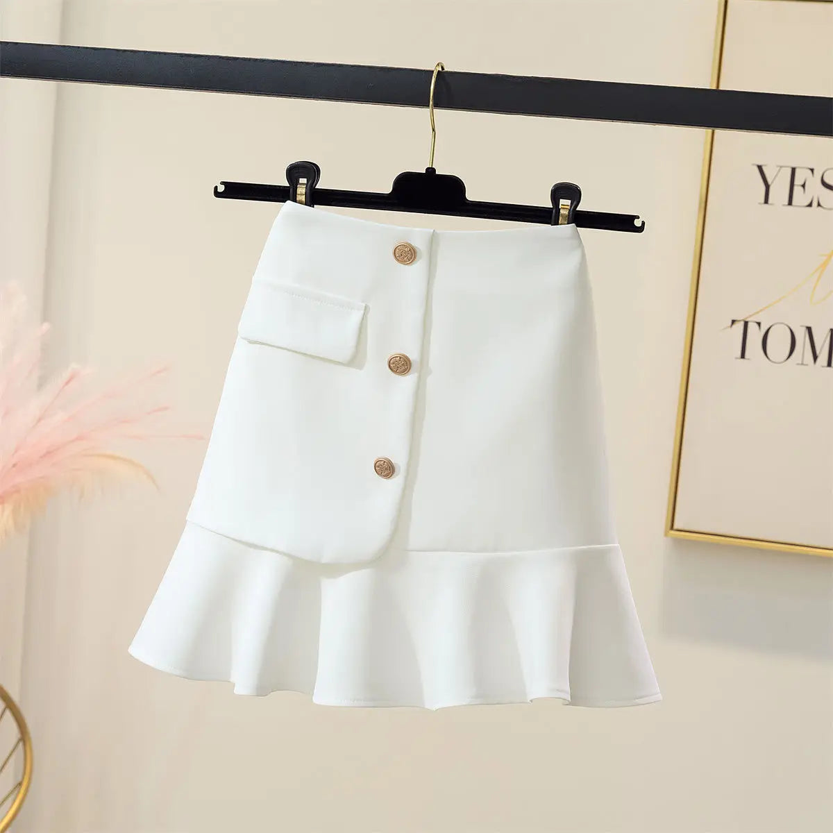 Mini jupes d'été à volants pour femmes, design trapèze, uni, compromis, streetwear, simple, 3 couleurs, assressenti, basique, femme