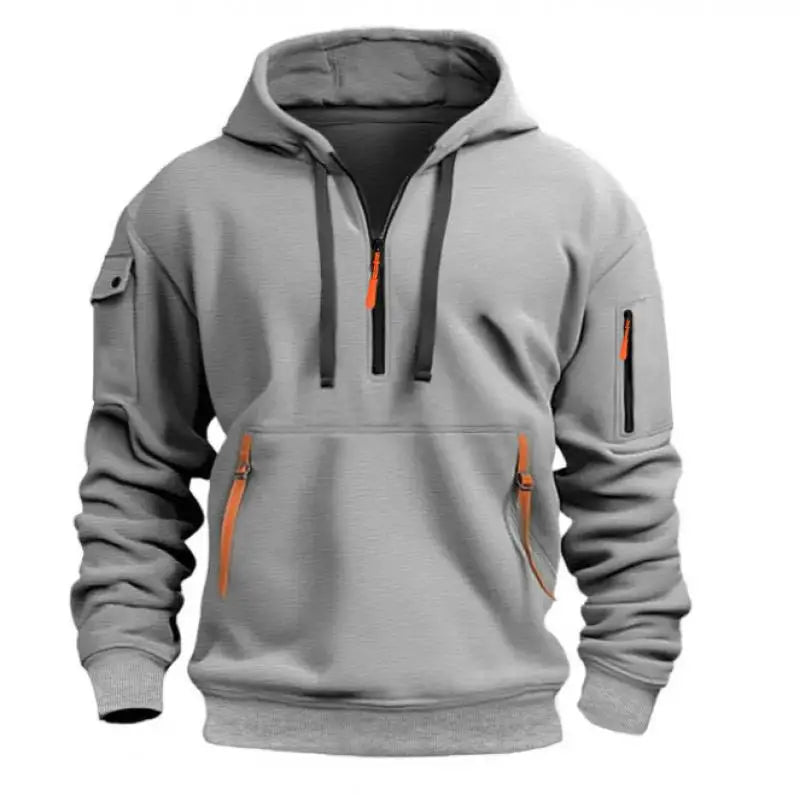 Sweats à capuche zippés multi-poches pour hommes, sweat-shirt de sport, streetwear décontracté, pull Harajuku, manches longues, monochromatique, automne, hiver