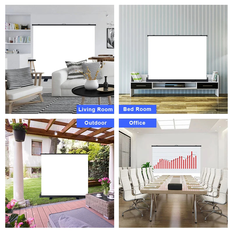 Portable Projector Screen with Stand, 60-120 Inch Projection, 16:9 Screen, 4K, 8K Display for Home Theater, Outdoor Camping, Office