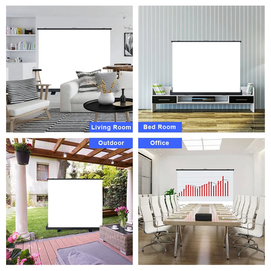 Écran de projection portable avec support, projection de 60 à 120 pouces, écran 16:9, écran 4K, 8K pour home cinéma, camping en plein air, bureau