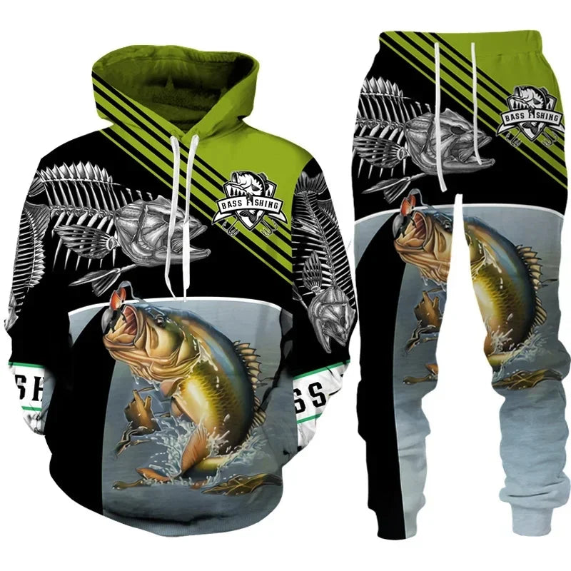 Solomon-Ensemble de sweat à capuche à manches longues pour hommes, impression de poisson 3D, mode de pêche décontractée, pull sportif en plein air, surdimensionné, haute qualité