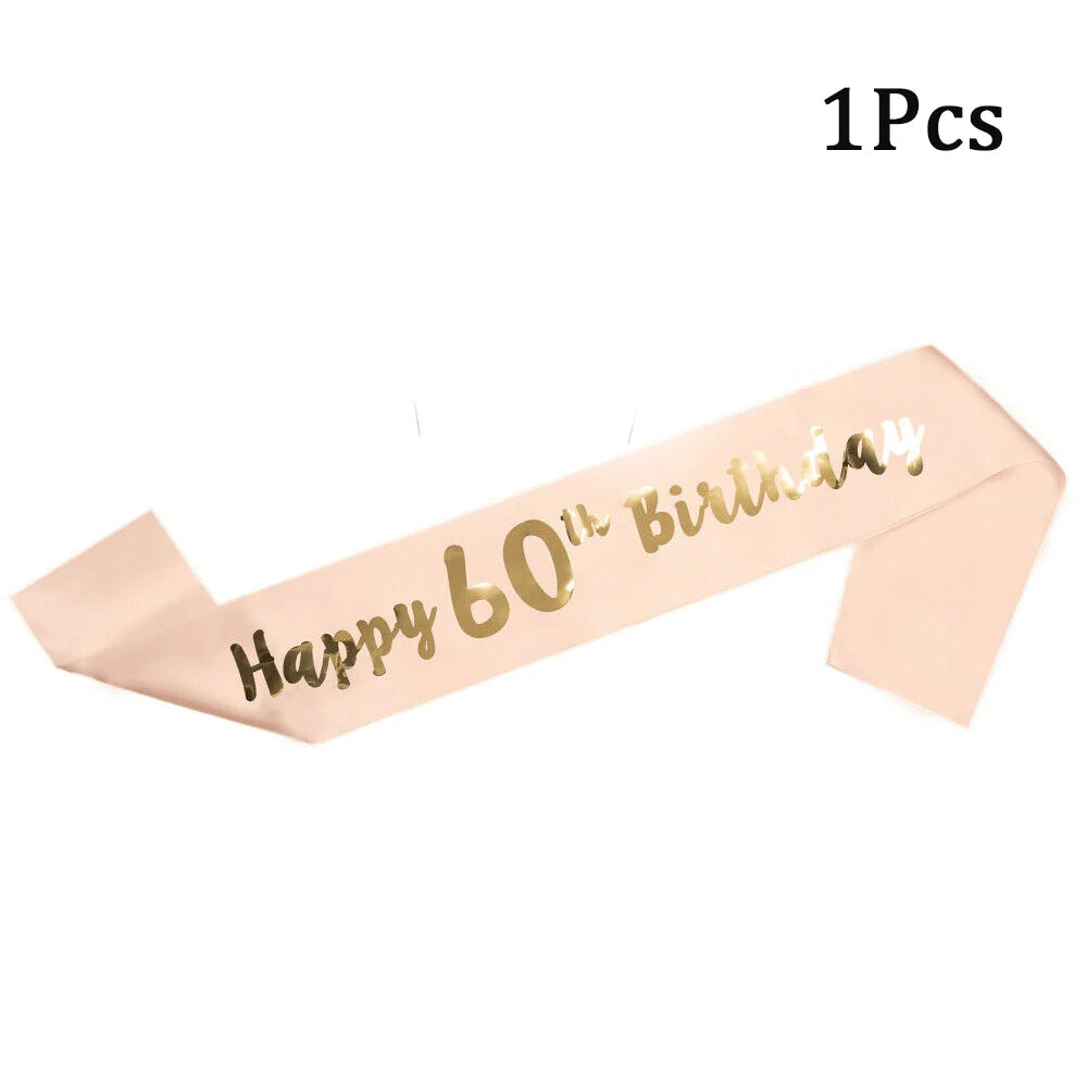 Pailles en papier à rayures dorées, 1 sac, numéro 30e 40e 50e 60e, lunettes à ceinture, pailles à boissons joyeux anniversaire pour adultes, décoration de fête en ballon