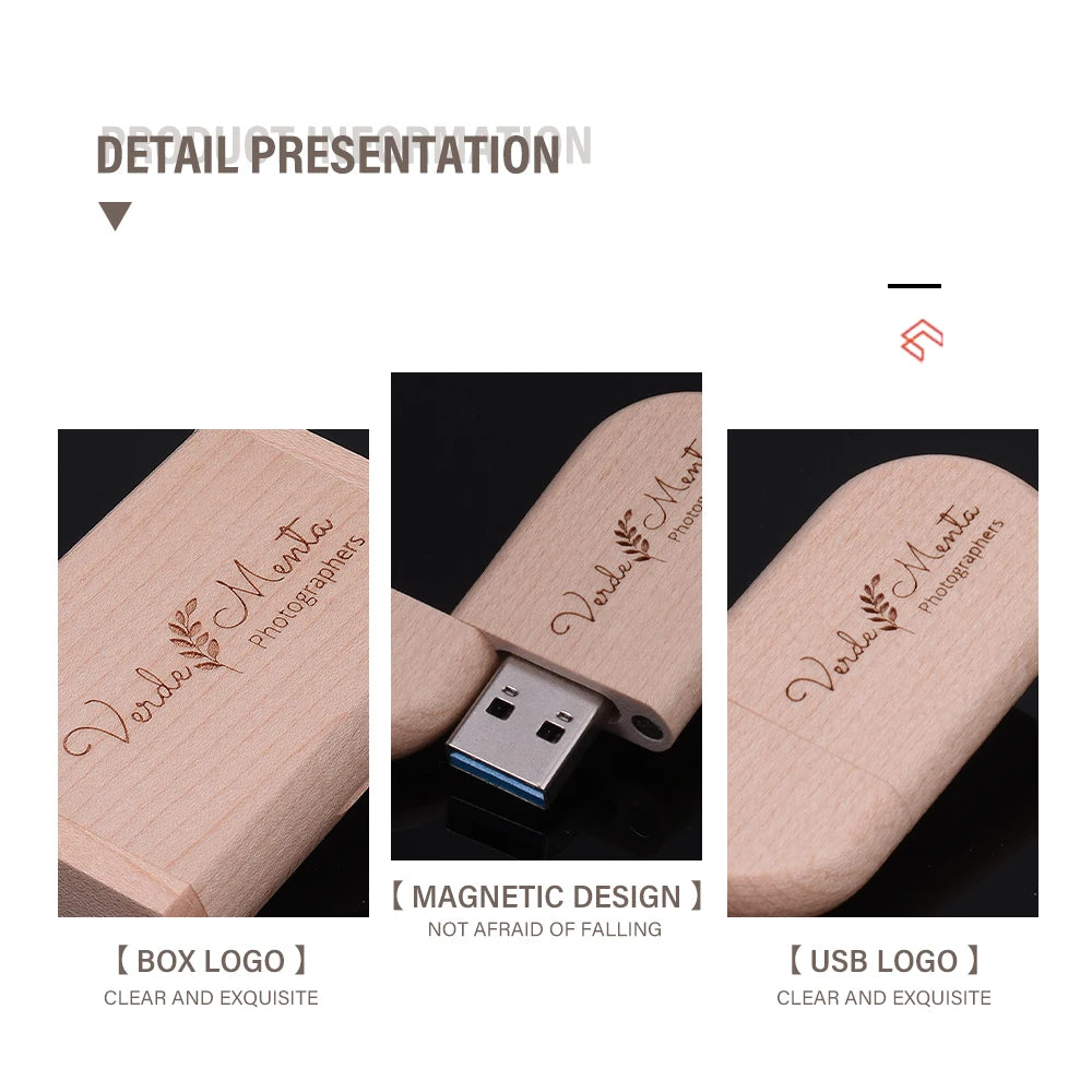 JASTER USB 3.0 haute vitesse boîte en bois Logo personnel clé USB 8GB 16GB 32GB 64GB