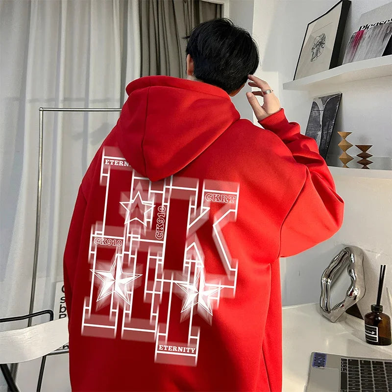 Automne polaire surdimensionné sweats à capuche pour hommes Hip Hop lettre imprimé sweats à capuche 2025 nouveau Y2K Streetwear pull à capuche