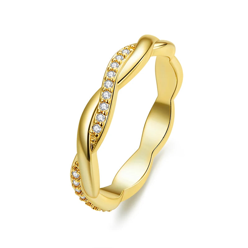 WOSTU-Bague empilable en argent regardé 100% pour femme, bijoux à la mode, cadeau original, souhait scintillant, chaud, 925, XCH7649