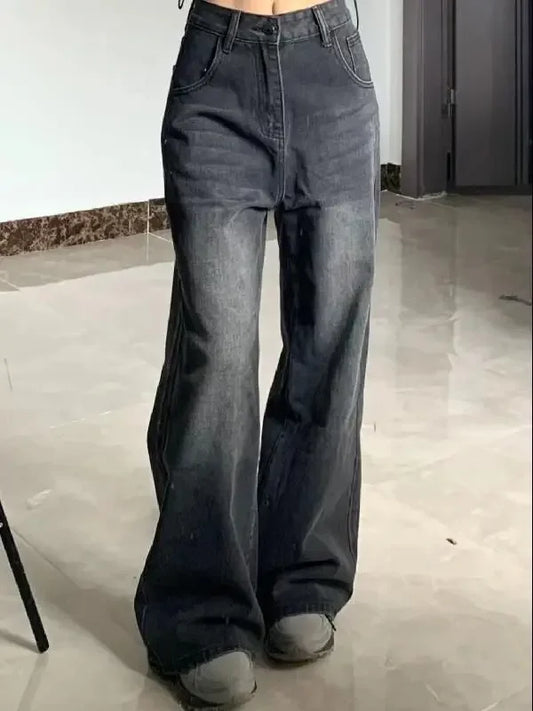 Jean ample à jambes larges pour femme pour l'été 2024 – Pantalon amincissant et taille haute de style vintage