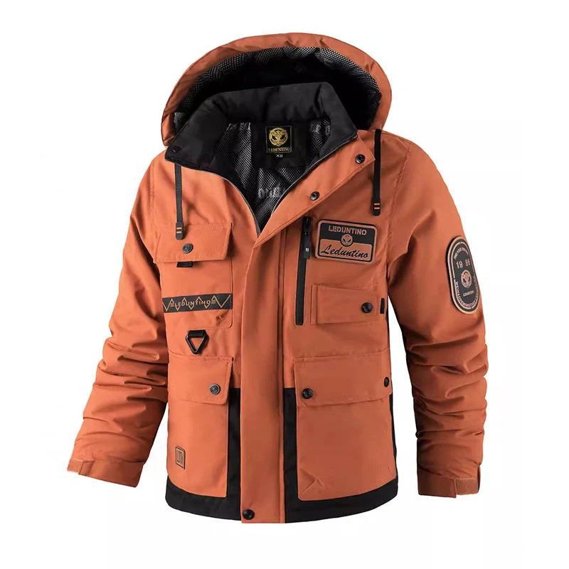 Parkas de ski de montagne pour hommes, coupe-vent thermique, veste à capuche, coton chaud, rembourré, mode randonnée, hiver