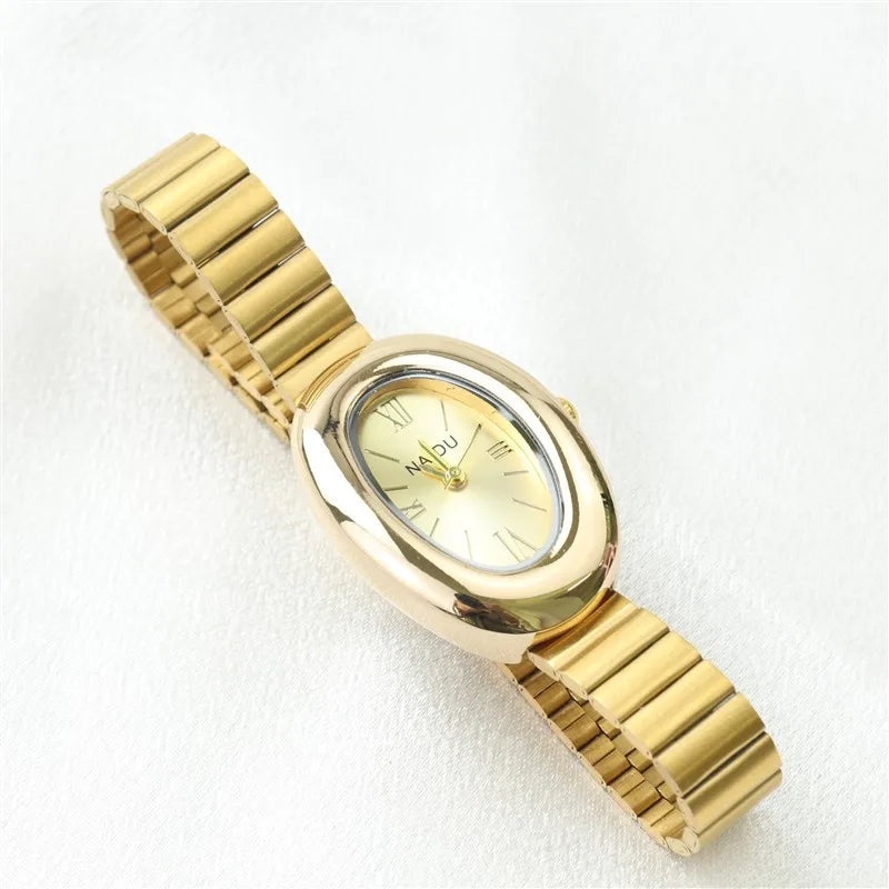 Belles montres ovales pour femmes et filles, bracelet Simple en cuir et acier inoxydable, nouvelle collection 2025