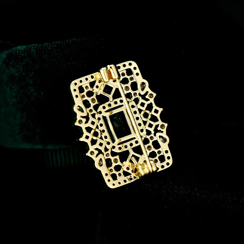 SUYU Imitation jadéite rectangulaire couleur correspondant cubique zircone broche vêtements accessoires fixation accessoires broches