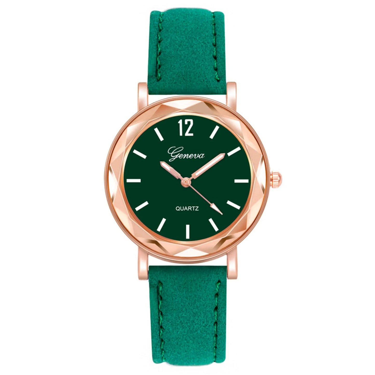 Montre à Quartz décontractée, bracelet en cuir, strass,