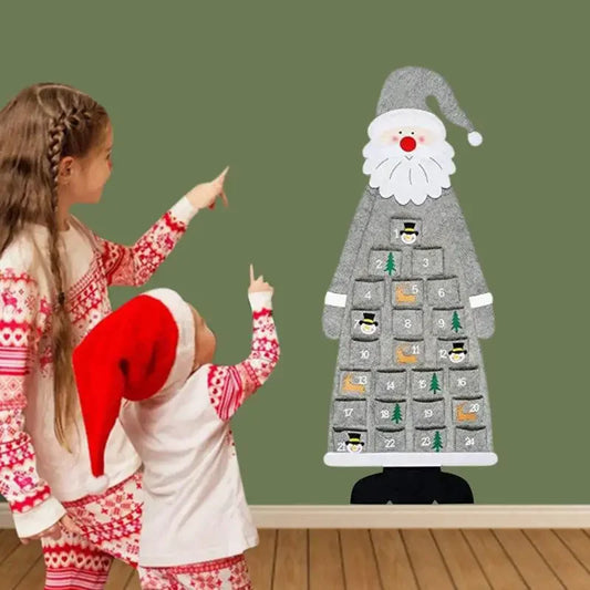 Calendrier d'arbre de noël en feutre, décor suspendu, ornement de vacances, cadeaux de noël pour enfants, décoration murale de porte pour fête à la maison, décor saisonnier