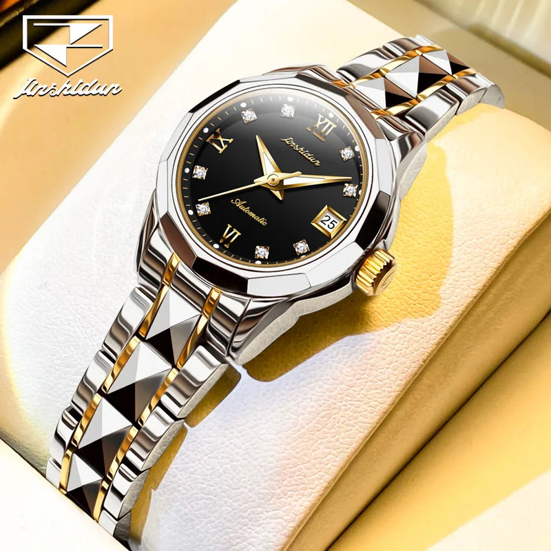 JSDUN nouvelle montre étanche pour femme montre mécanique automatique en acier tungstène de haute qualité pour femme
