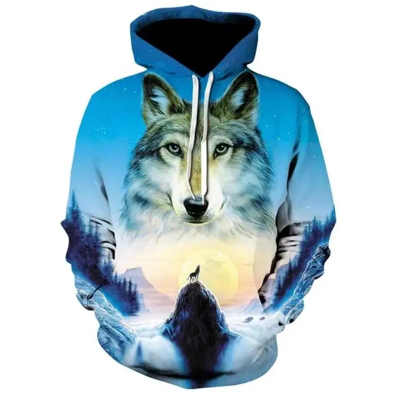 Sweat à capuche à motif 3D pour hommes, sweat-shirt d'automne, marque de rue drôle, amoureux du loup, mode, nouveau, 2023