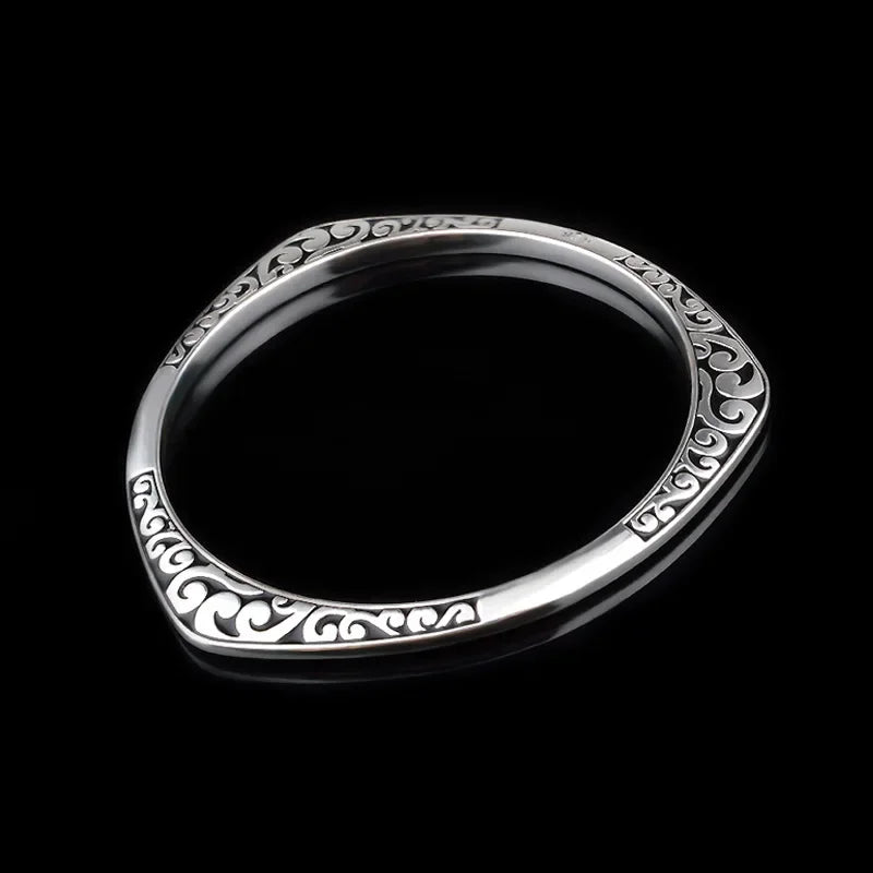 Nouveauté 925 Bracelets tibétains en argent Sterling femmes manchette Bracelet Bracelet offre spéciale de luxe avec timbre bijoux