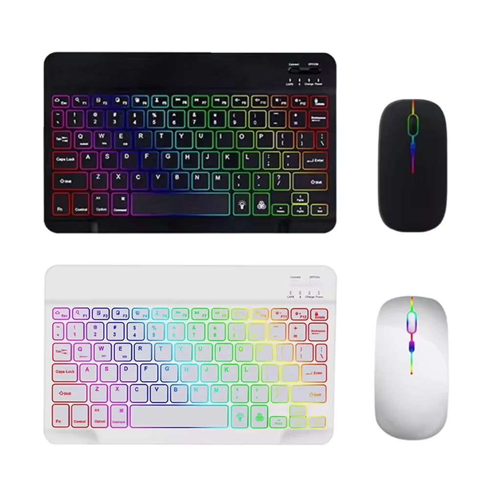 Rétro-éclairage Bluetooth clavier souris rvb clavier sans fil rétro-éclairé clavier anglais Rechargeable pour IOS Android Windows iPad