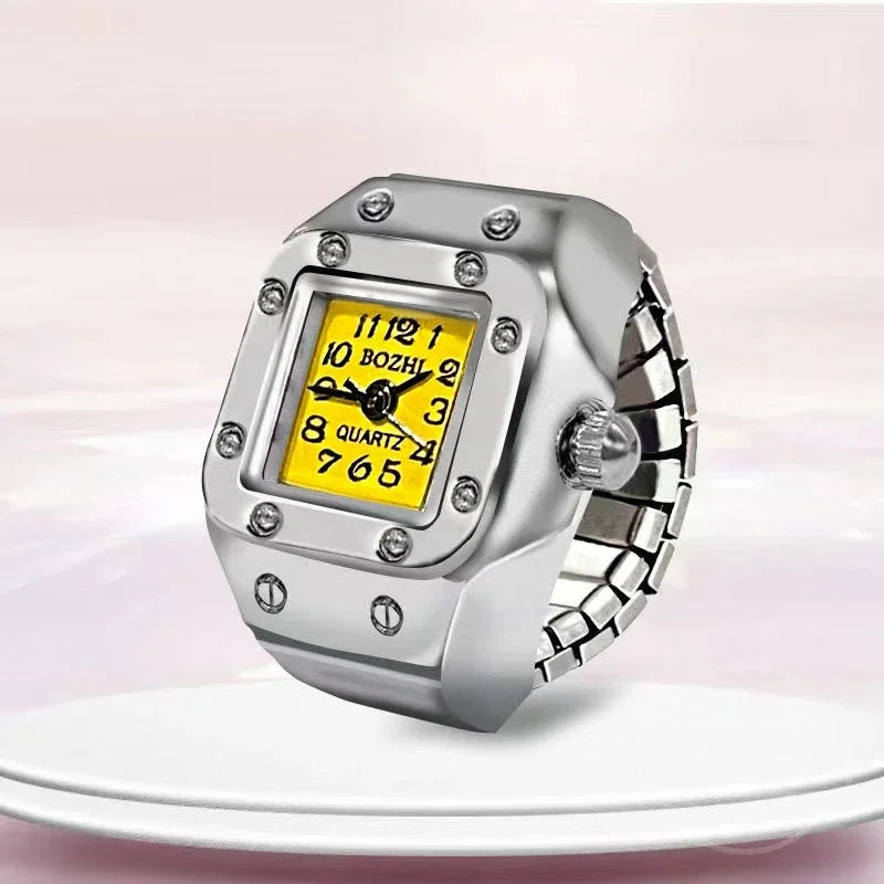 Montre de doigt punk vintage pour hommes et femmes, mini bracelet élastique,