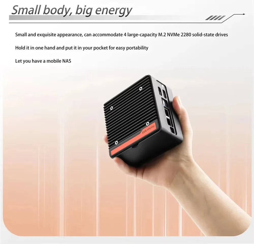 Mini PC Intel 3 Nlix N305 N150 N100 DDR5 2.5 2xUSv1.2 2xHDMI2.0, 4xM.2 NVMe Slot, Pare-feu, Ordinateur NAS de poche 2xi226 V 4800G, Nouveau