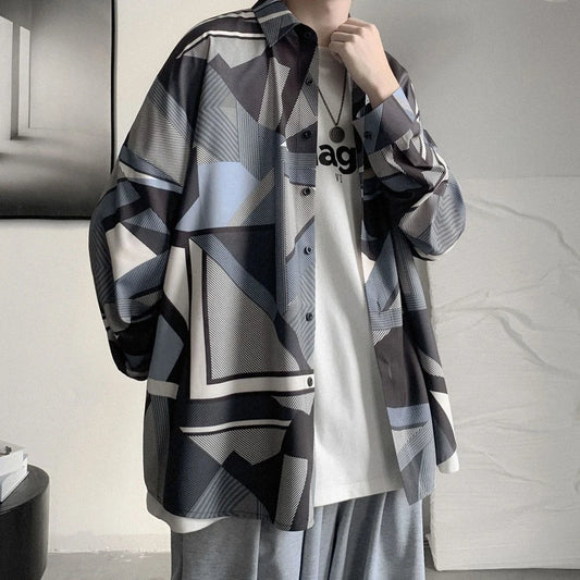 Chemises à col rabattu à manches longues pour hommes, impression Aadt, beau printemps, mode d'été mince, streetwear décontracté, vêtements à boutons