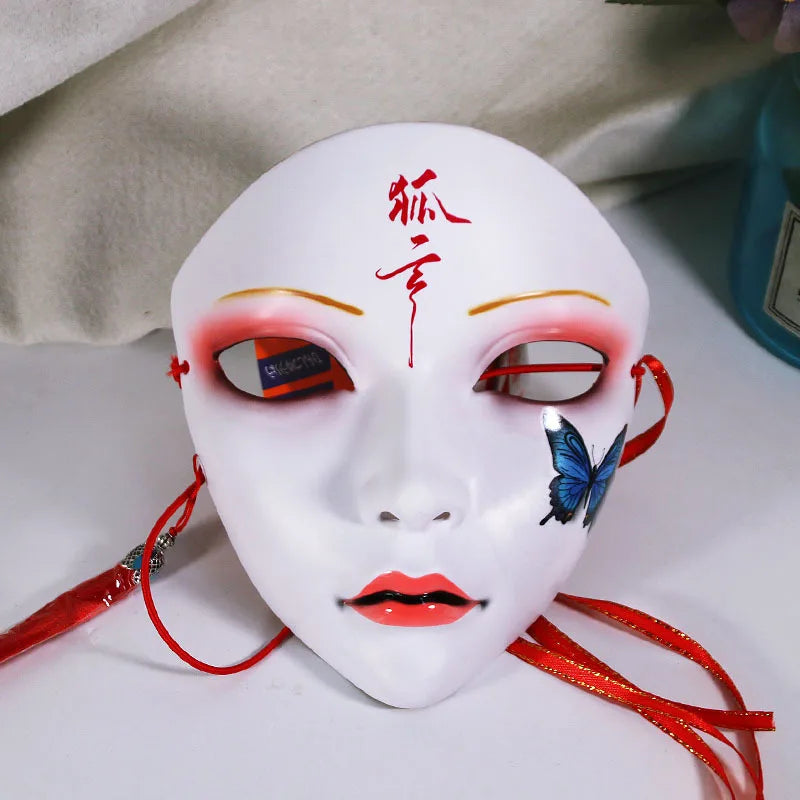 Masque de fête d'Halloween pour adultes, visage complet, style chinois, peint à la main, décoration, accessoires, mascara, anime, Tim, Hanfu