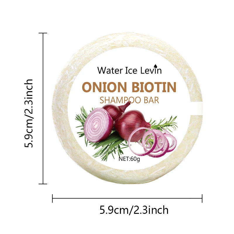Savon shampooing à la biotine à l'oignon 60g pour le soin du cuir chevelu, cheveux hydratants et lissants, riche dans l'extrait de plante d'oignon, adapté à tous les types de cheveux
