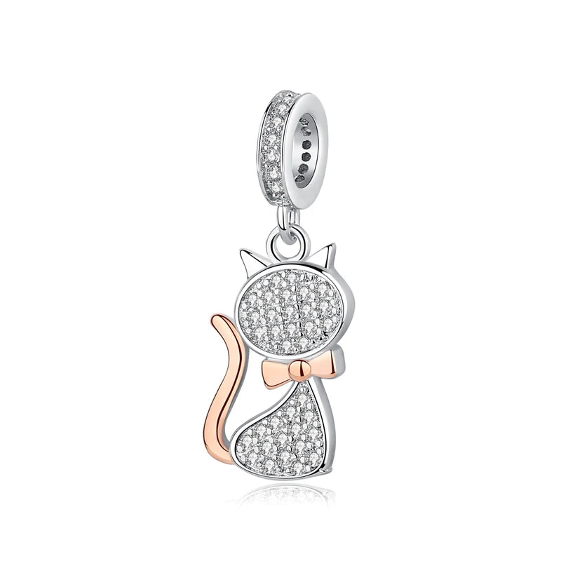 Original 925 en argent Sterling breloque perle amour chien chat patte Panda luciole pendentif breloques idéal pour bracelet colliers femmes bijoux