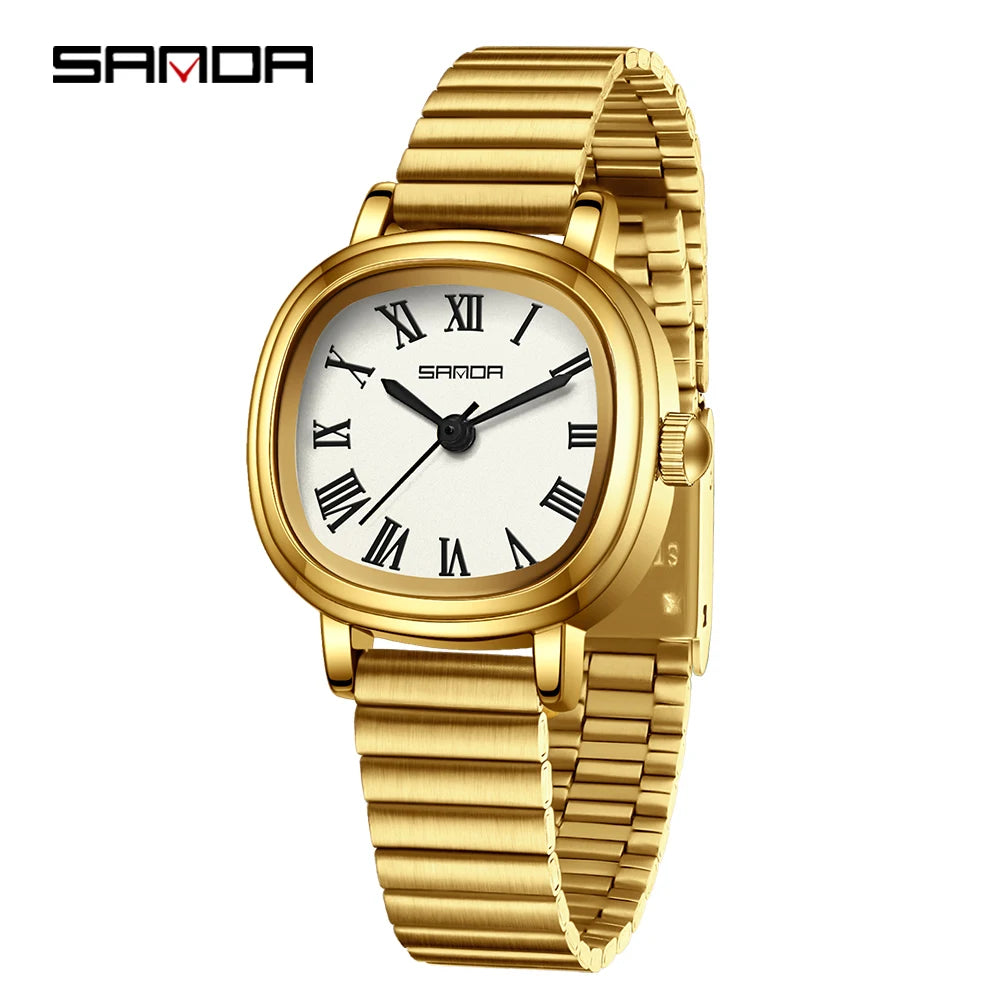 SANDA 1137 mode femmes Quartz élégant or Rose Simple romain bracelet en acier inoxydable