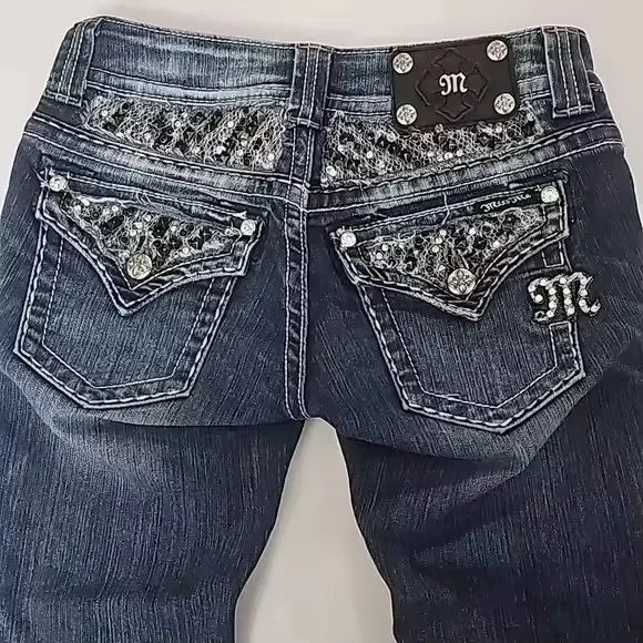 Streetwear Vintage bijou strass jean Y2K vêtements hommes femmes Hip Hop lavé Baggy jean taille basse pantalon à jambes larges