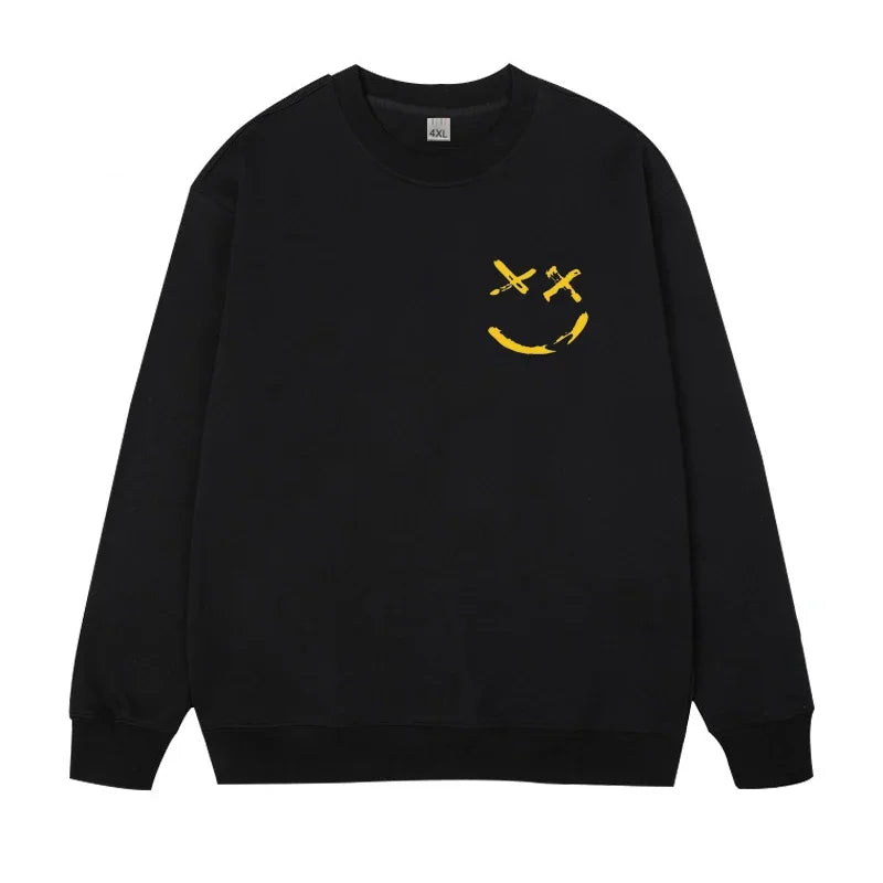 Grande taille hommes sweat pulls pull surdimensionné 6XL 7XL homme col rond manches longues imprimé noir hauts amples vêtements masculins