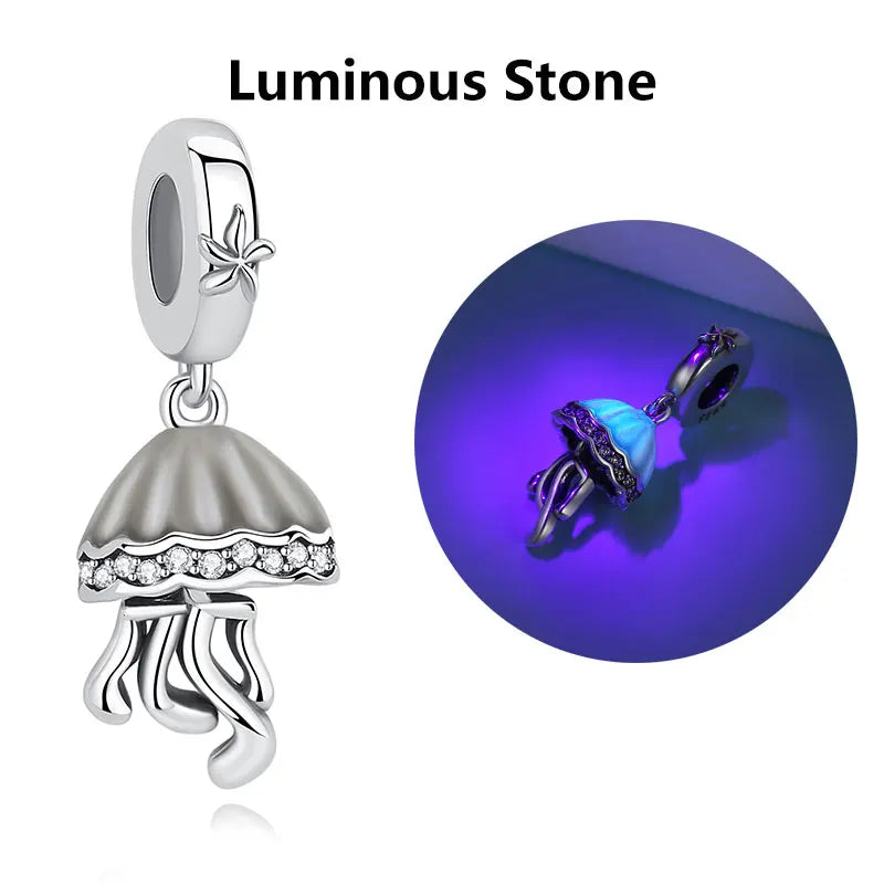 Original 925 en argent Sterling breloque perle amour chien chat patte Panda luciole pendentif breloques idéal pour bracelet colliers femmes bijoux