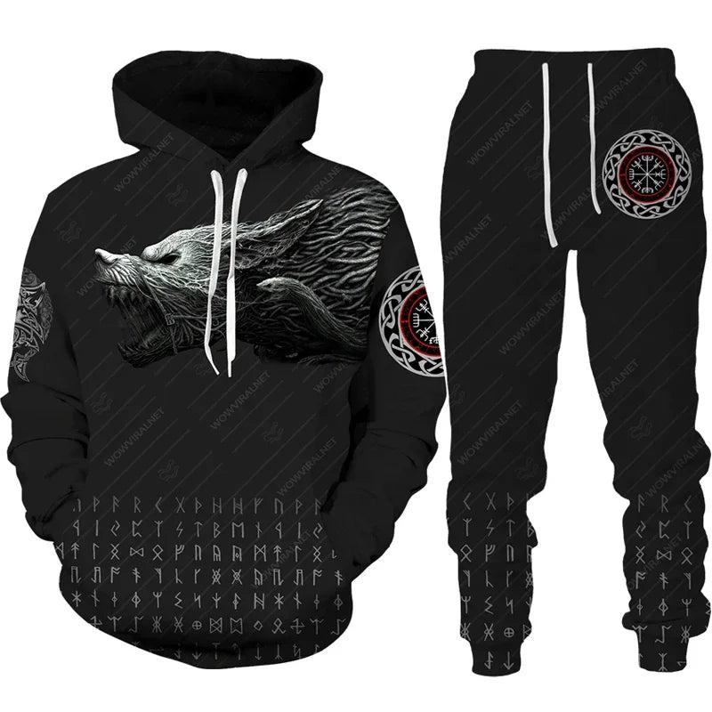 Ensemble sweat à capuche pour hommes, imprimé en 3D, survêtement/pantalon, pull à manches longues, Punk, vêtements de sport décontractés, surdimensionnés, de haute qualité, automne hiver