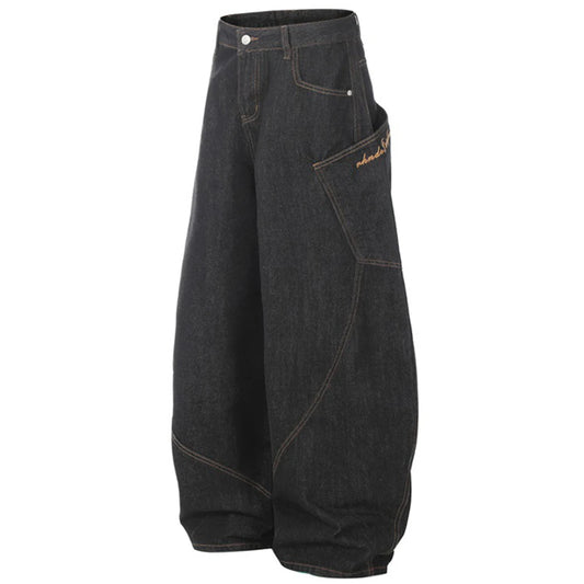 Jean Baggy à jambes larges pour hommes, pantalon en Denim ample avec poches latérales, Streetwear Harajuku Hip Hop