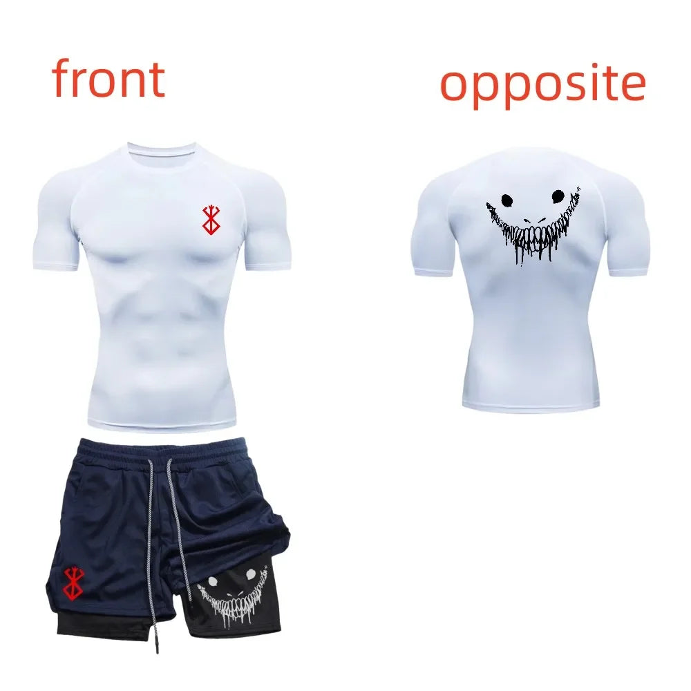 Ensemble de fitness décontracté à la mode pour hommes, vêtements de sport à séchage rapide, shorts + chemise, ensemble 2 pièces, course à pied, entraînement, été