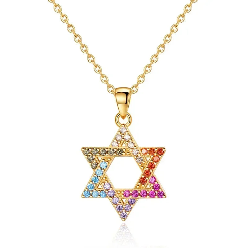 Collier en argent Sterling 925 pour hommes et femmes, étoile de David juive Magen, israël, Judaica, bijoux hébraïques, pendentifs Hanukkah, couleur or