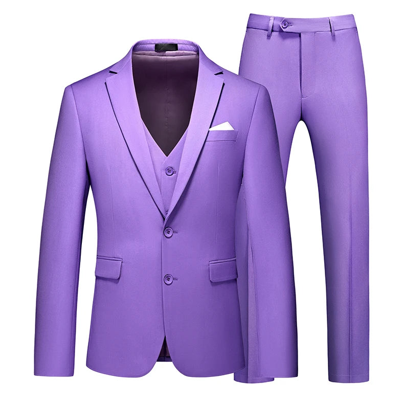 Costume vert clair pour Homme, 3 pièces (veste + pantalon + gilet), noir, gris, rouge, Terno Masculino, mode Slim, taille asiatique M-6XL