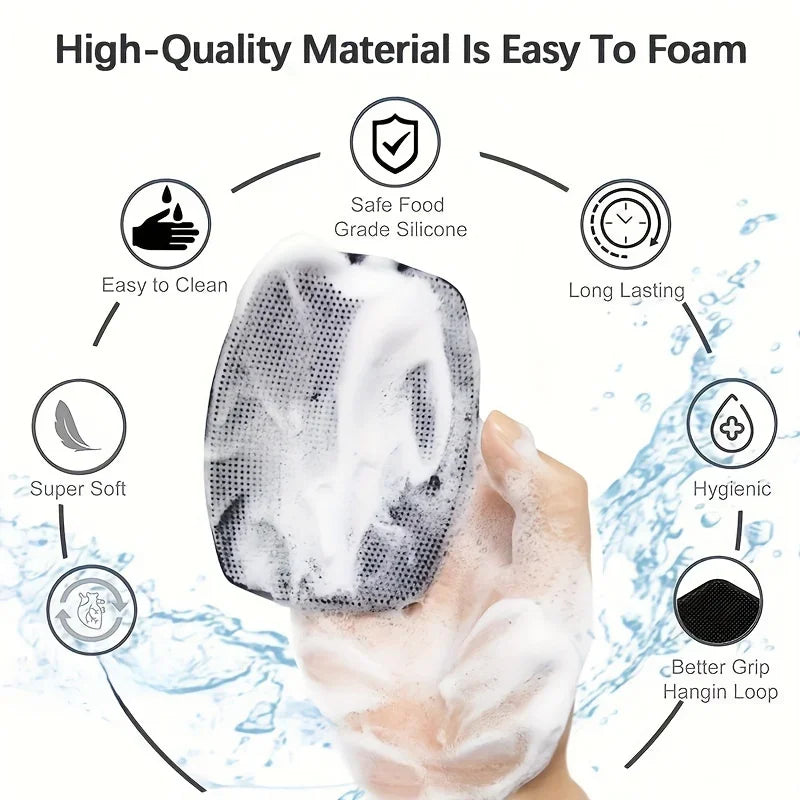 Exfoliant pour gentleman – Poignée ergonomique antidérapante, épurateur corporel en silicone souple pour une exfolie douce, facile à nettoyer et à rincer