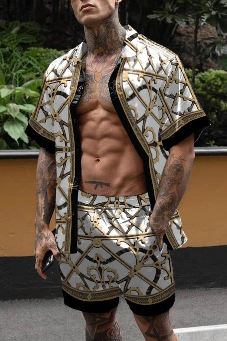 Ensemble hawaïen chaud hommes impression ensemble à manches courtes été décontracté chemise florale plage deux pièces costume bouton nouvelle mode hommes ensembles 