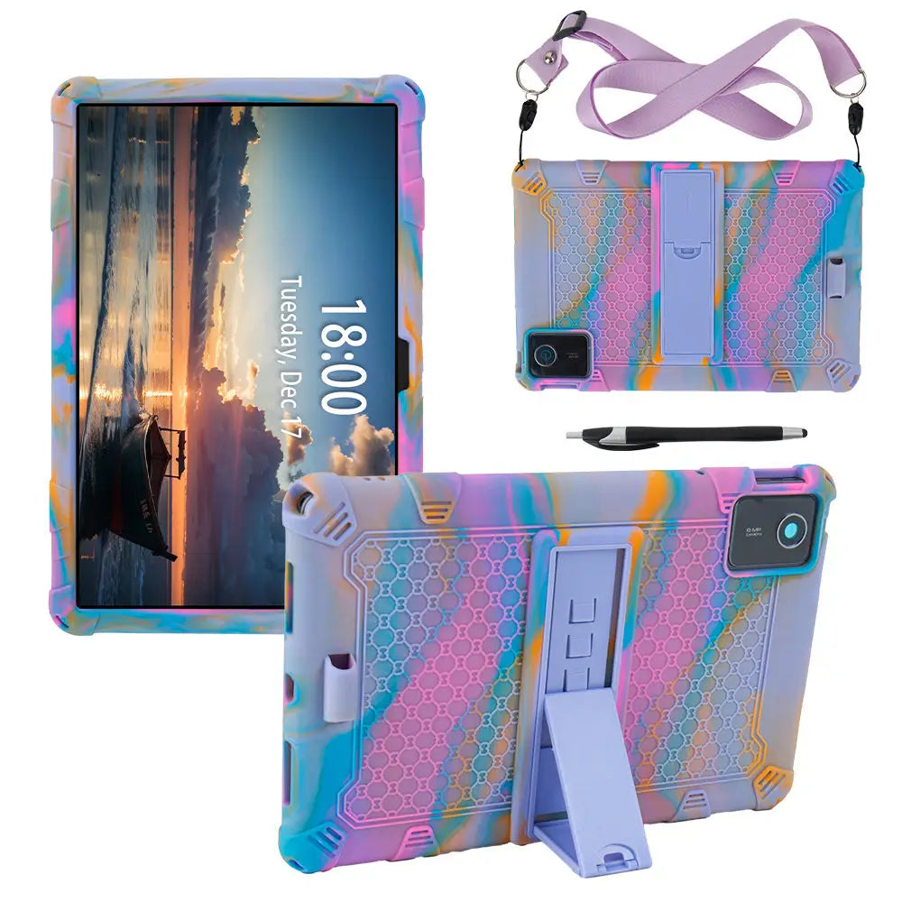 Étui souple pour Lenovo Tab M11 TB330FU TB331David, support de déclinaison en silicone pour Lenovo Xiaoxin Pad 2024 11 pouces avec stylet tactile à sangle