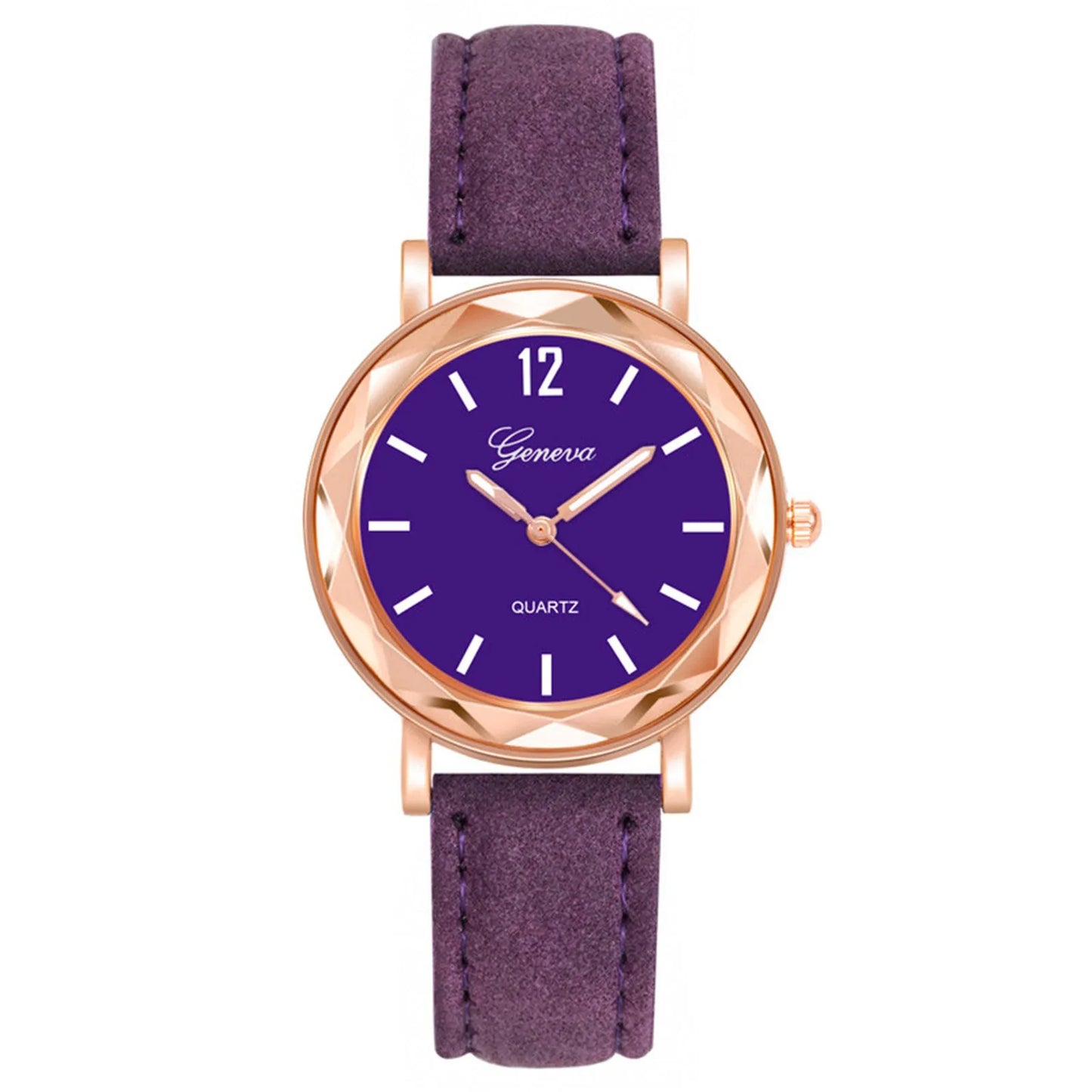 Montre à Quartz décontractée, bracelet en cuir, strass,