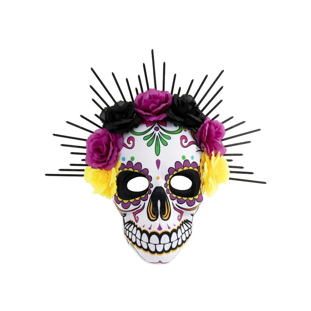 Masque du jour des morts mexicains d'halloween, masque complet pour les yeux, masque de fête d'halloween, couvre-chef, masque de crâne tridimensionnel, carnaval