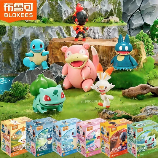 Bloc de construction Pokemon BLOKEES, Pikachu Eevee, écureuil, Charcadet, ronflex, Anime, ornements faits à la main, modèle de jouets, cadeau Surprise, nouvelle collection