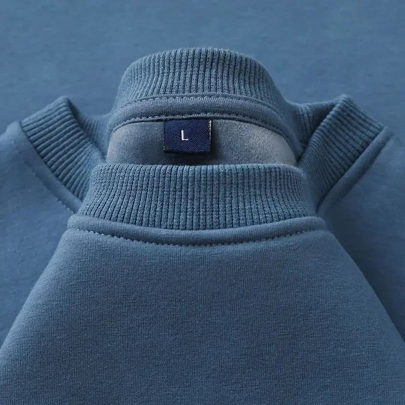 Sweat-shirt épais en peluche de coton pur, pull à col rond solide, mince et lourd, automne et hiver, chaud, 600g