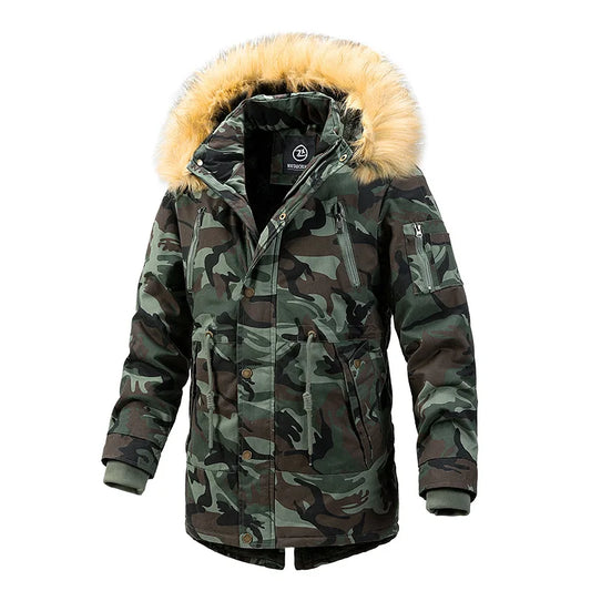 Hommes hiver à capuche longues doudoune nouveau mâle Camouflage décontracté pardessus chaud Parkas qualité homme en plein air longs manteaux d'hiver 3XL