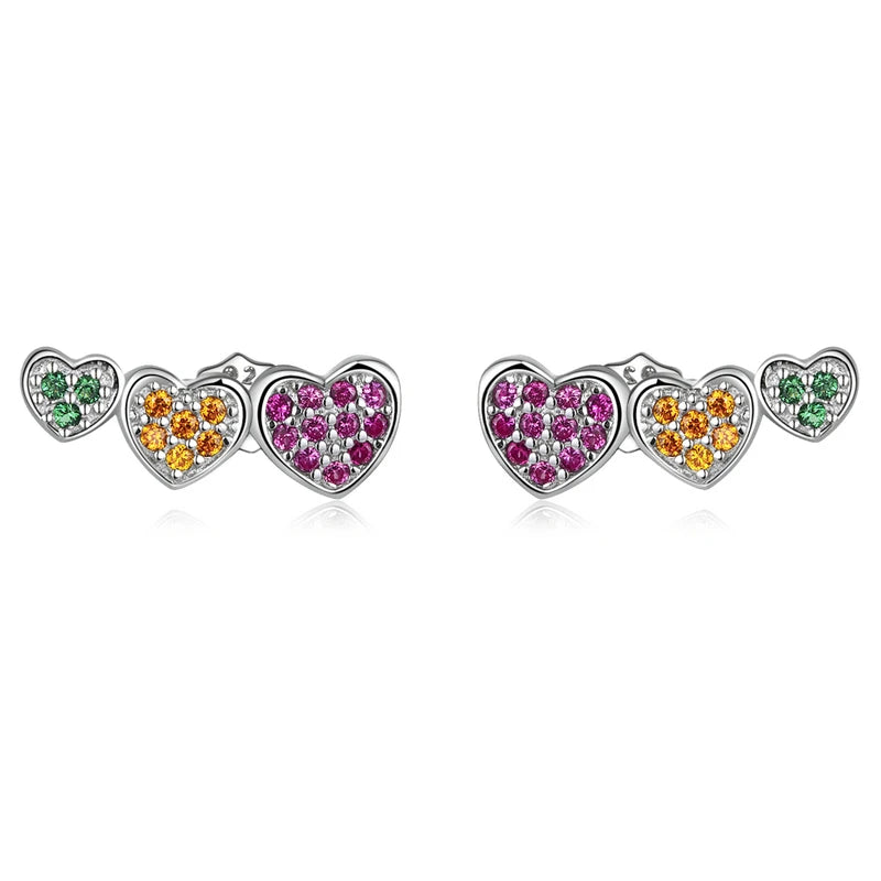 WOSTU boucles d'oreilles cœur fleur 100% argent Sterling 925 perle petites boucles d'oreilles pour femmes mariage fiançailles bijoux cadeaux