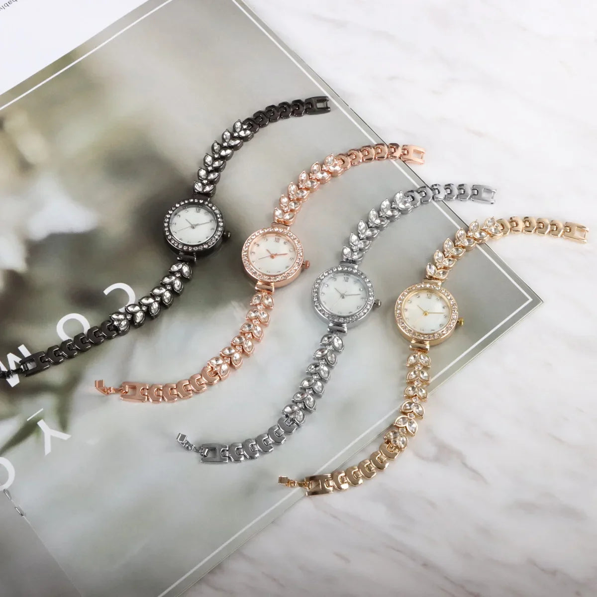 Diamond-Ear-Montres-bracelets à quartz pour femmes,