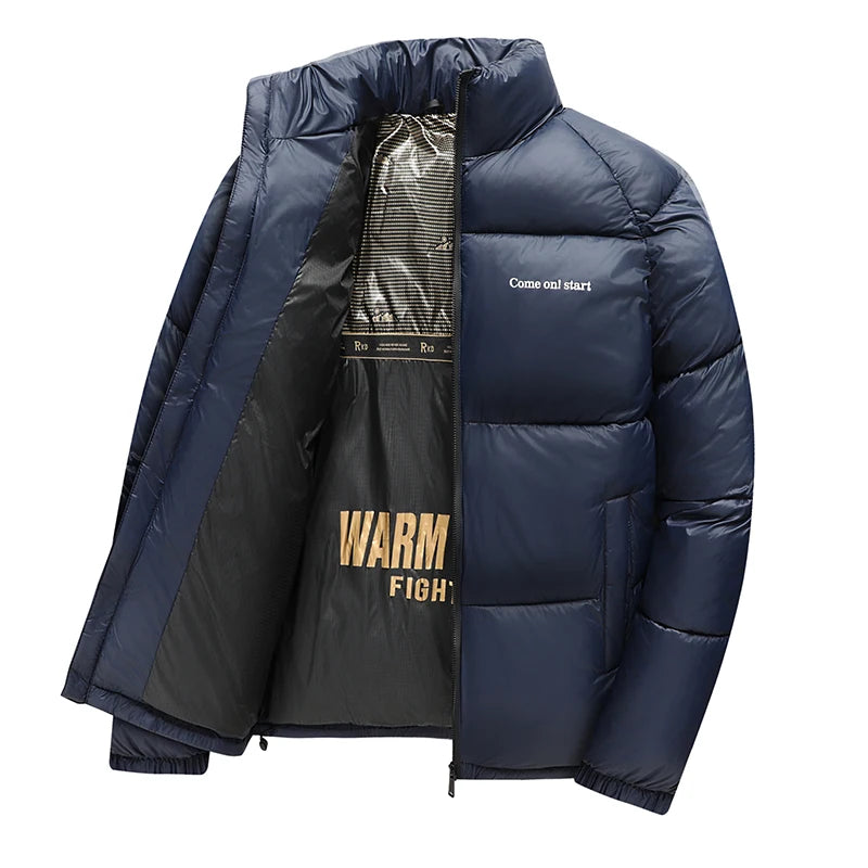 2025 nouvelle veste d'hiver hommes épaissir Parka décontractée coupe ajustée vêtements d'extérieur imperméable chaud couleur unie vêtements d'extérieur col montant manteau