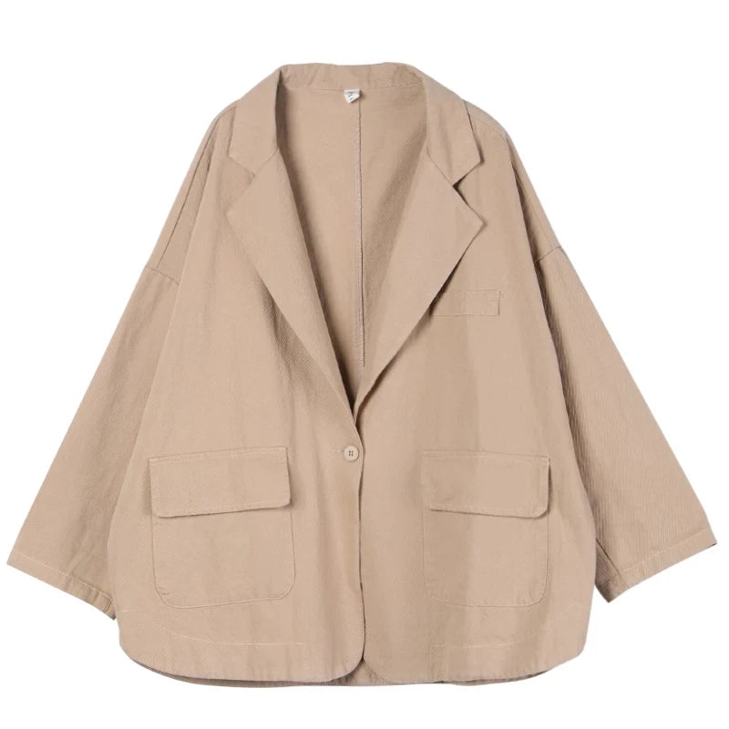 Printemps automne 2025 nouvelle femme coréenne costume ample manteau femmes littéraire un bouton solide Blazer veste Cardigan vêtements d'extérieur femme