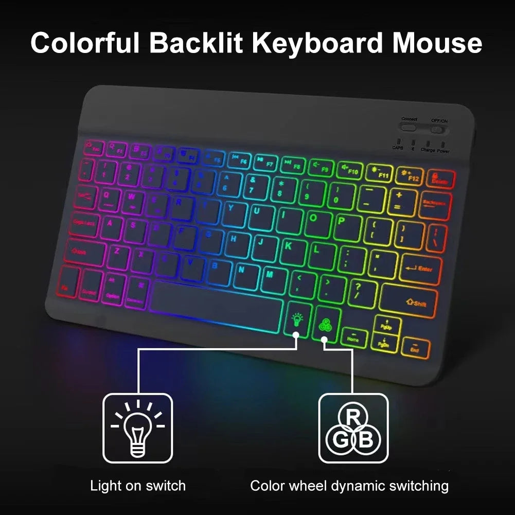 Rétro-éclairage Bluetooth clavier souris rvb clavier sans fil rétro-éclairé clavier anglais Rechargeable pour IOS Android Windows iPad