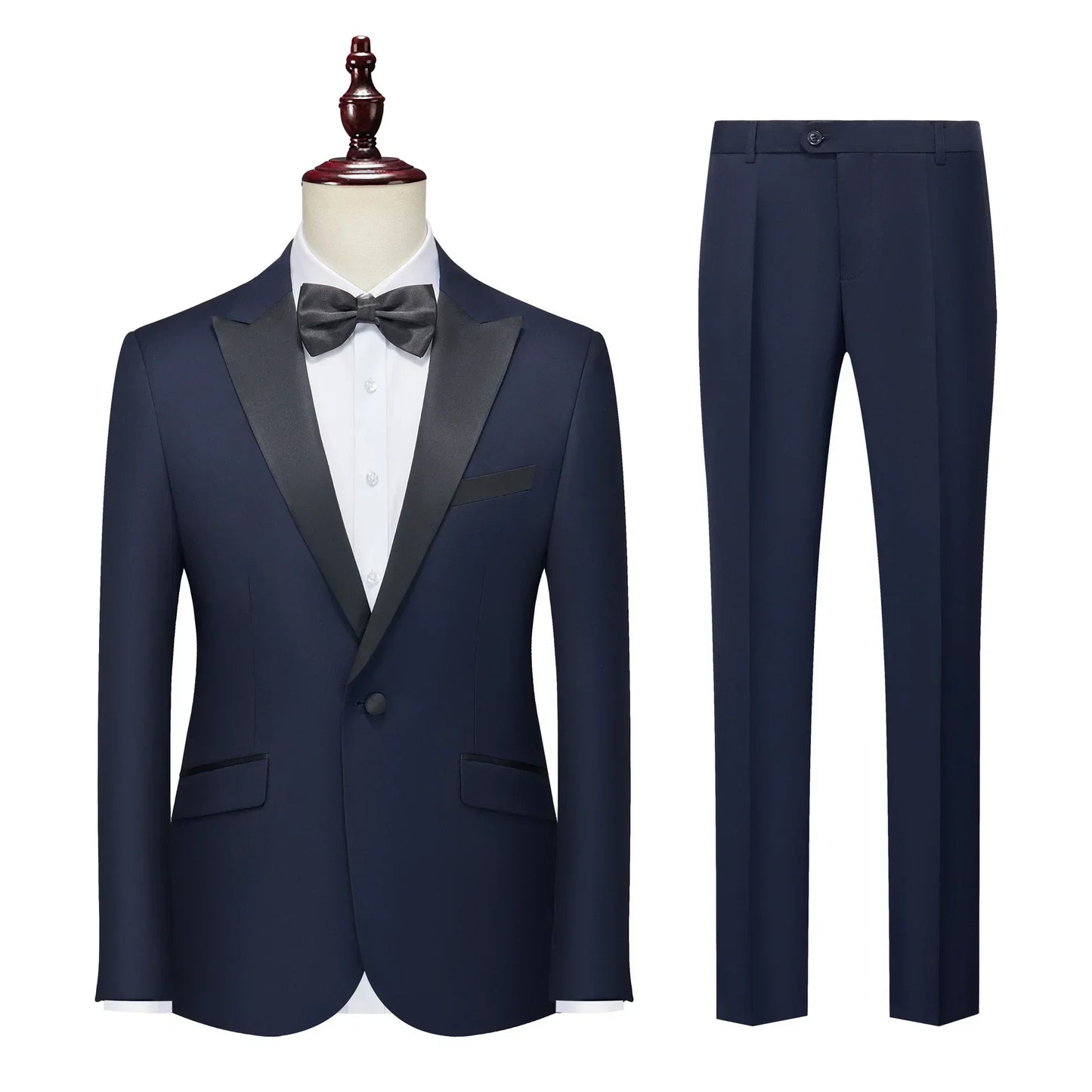 Ensemble 3 pièces pour hommes pour mariage, blazers élégants, col nœud, veste de luxe, pantalon, manteau formel, robe moulante, haute qualité