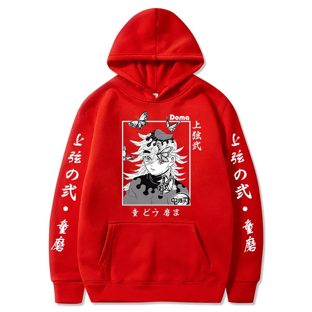 Sweat à capuche pour hommes et femmes, imprimé graphique Douma, décontracté, ample, Harajuku, unisexe, automne, chaud, tendance, Anime Demon Slayer